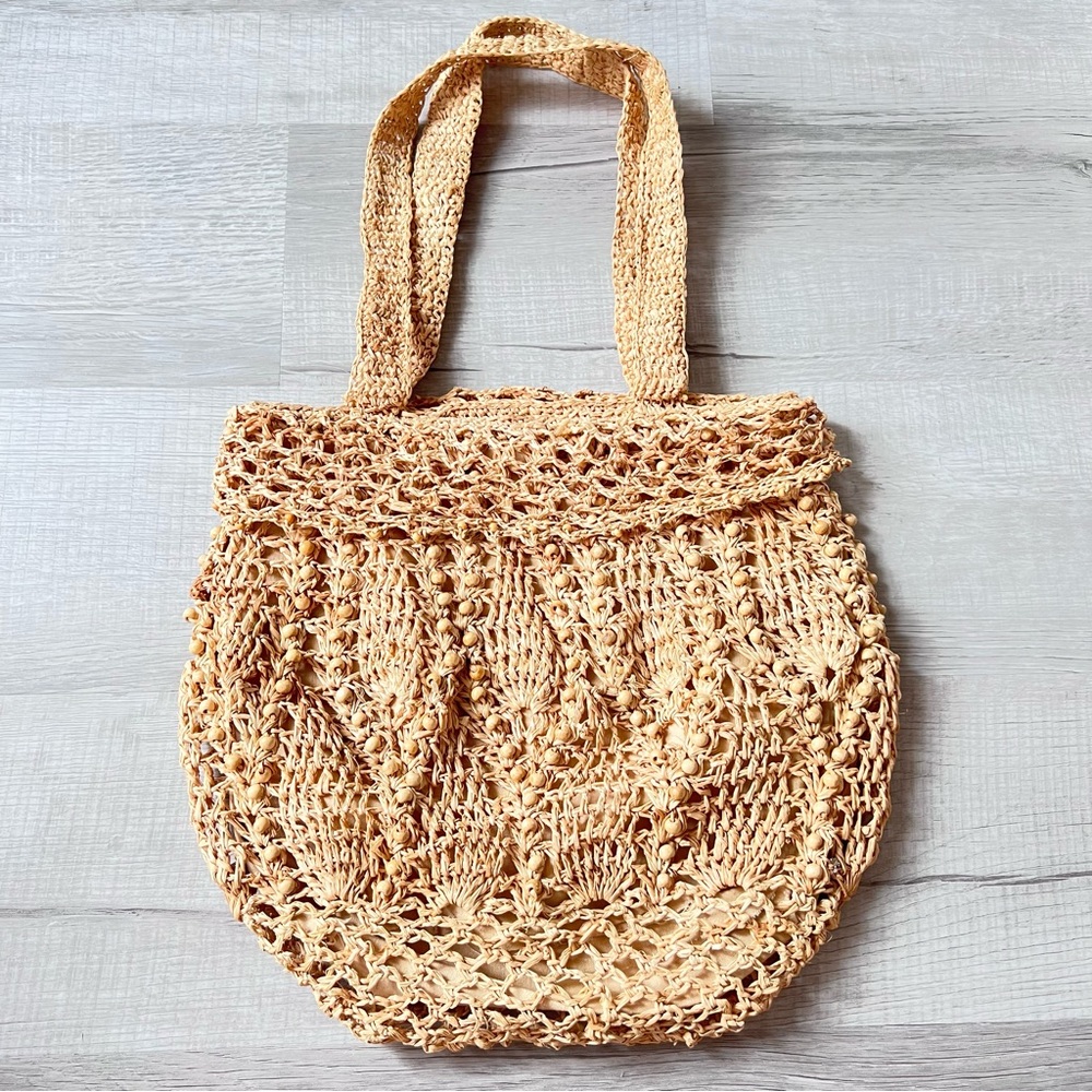 Flora Bella Straw Tote with Beads